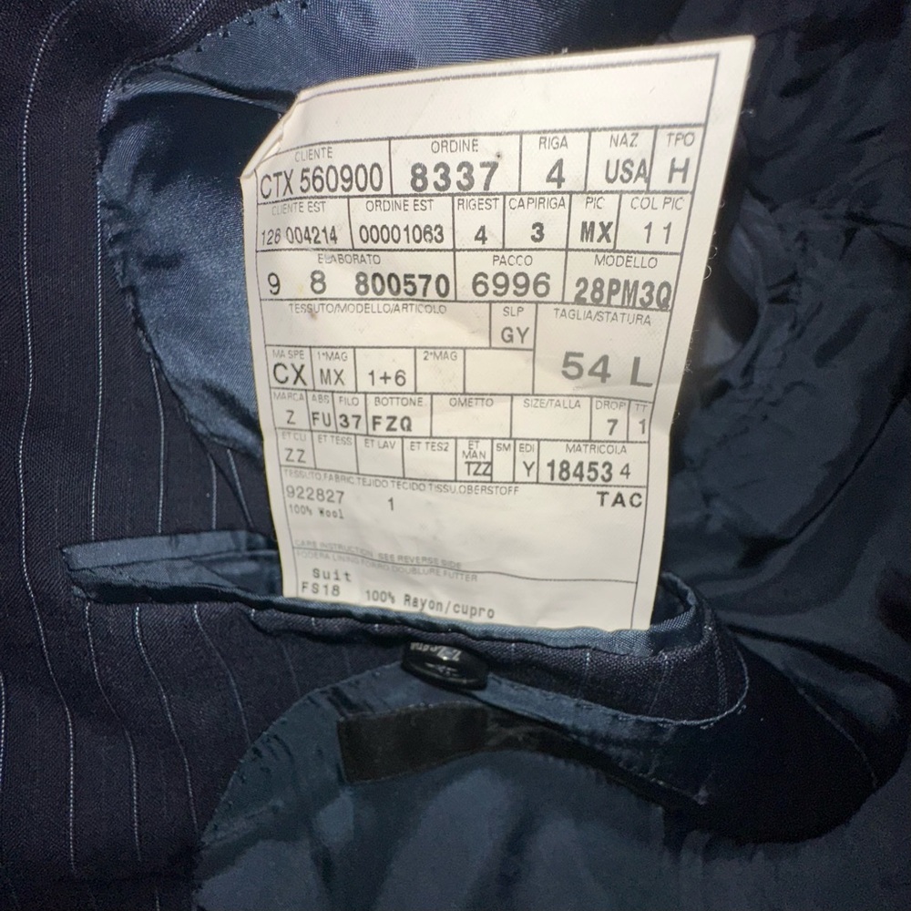 Ermenegildo Zegna Mens Blazer Jacket Navy Blue Striped Wool Sport Coat 44L USA - Picture 5 of 10